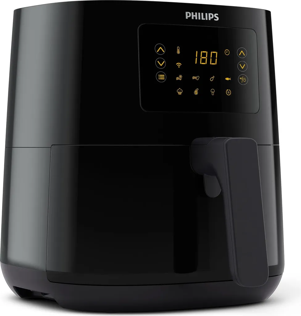 Philips Airfryer Essential, hot air fryer, app control, 0.8 kg, touchscreen, black (HD9255/90)