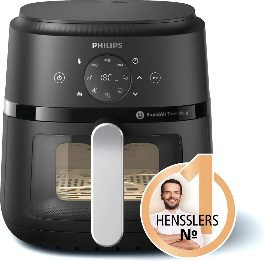 Philips Airfryer Serie 2000, 4,2l, RapidAir, Digital, schwarz (NA221/00)