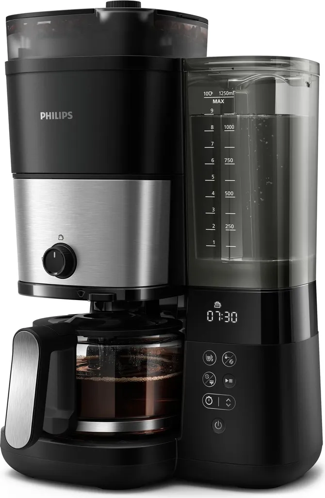 Philips All-in-1 Filter Coffee Machine with Integrated Grinder, Black (HD7900/50)
