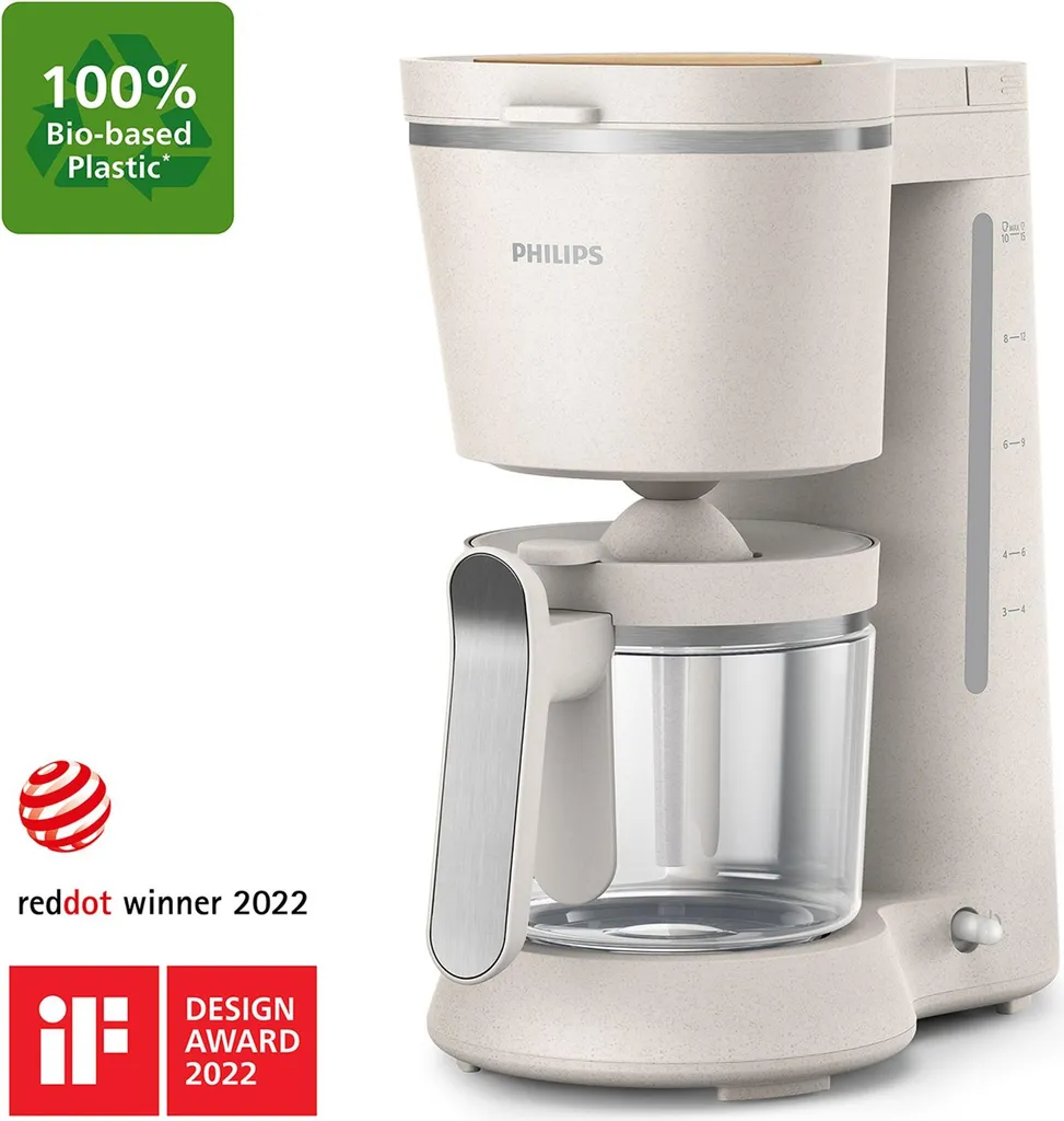 Philips Conscious Collection Edition filter coffee machine made from 100% bio-based plastic, 1.2 L (HD5120/00)
