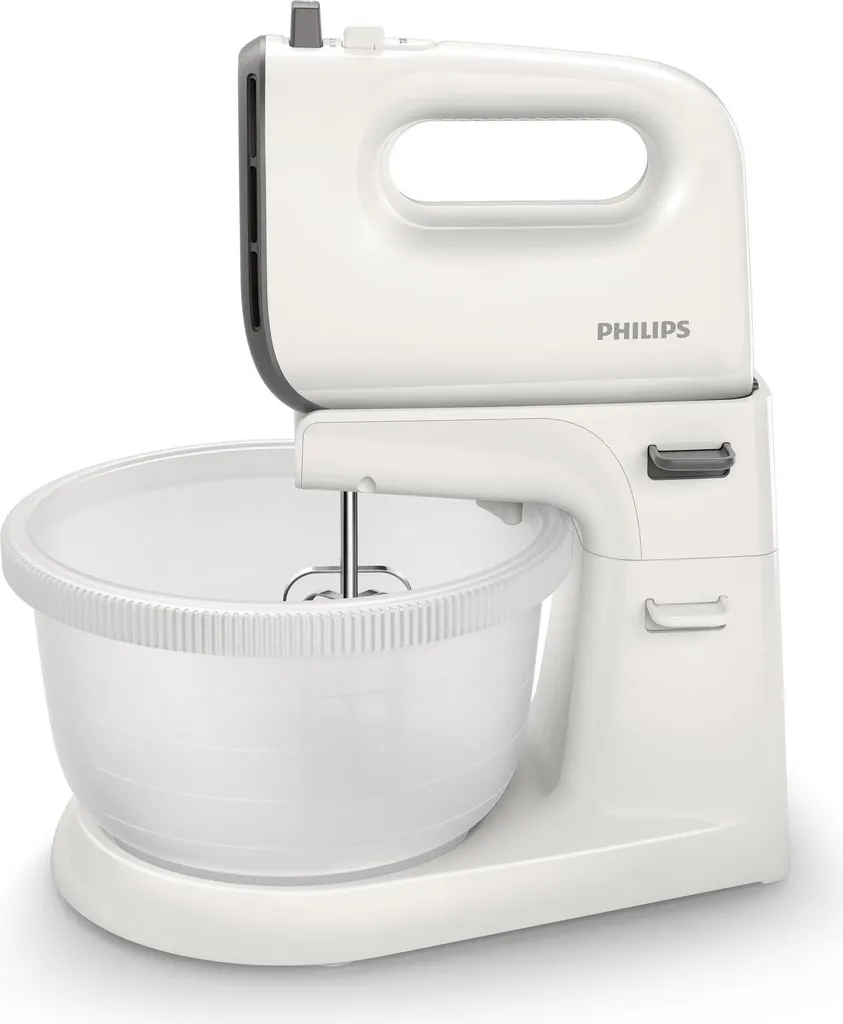 Philips 5000 Series Hand Mixer, 5 speed settings, turbo function, dough hook, 3.0 L, 450 W, Grey (HR3745/00)