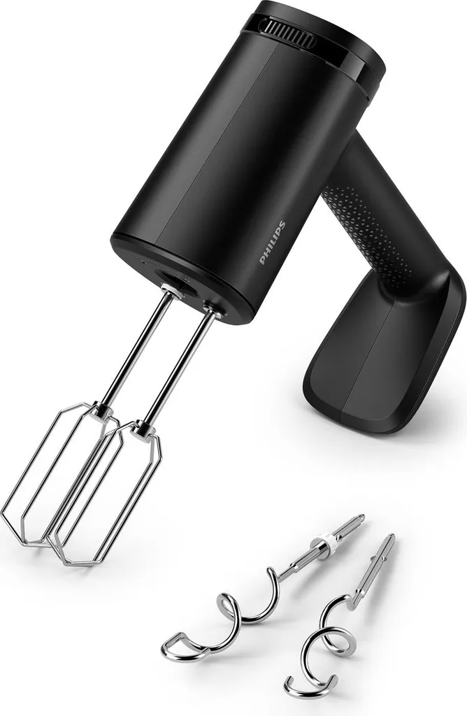 Philips 5000 Series Hand Mixer, 5 Speed ​​Settings + Turbo Function, Kneading Accessories, Black (HR3781/00)