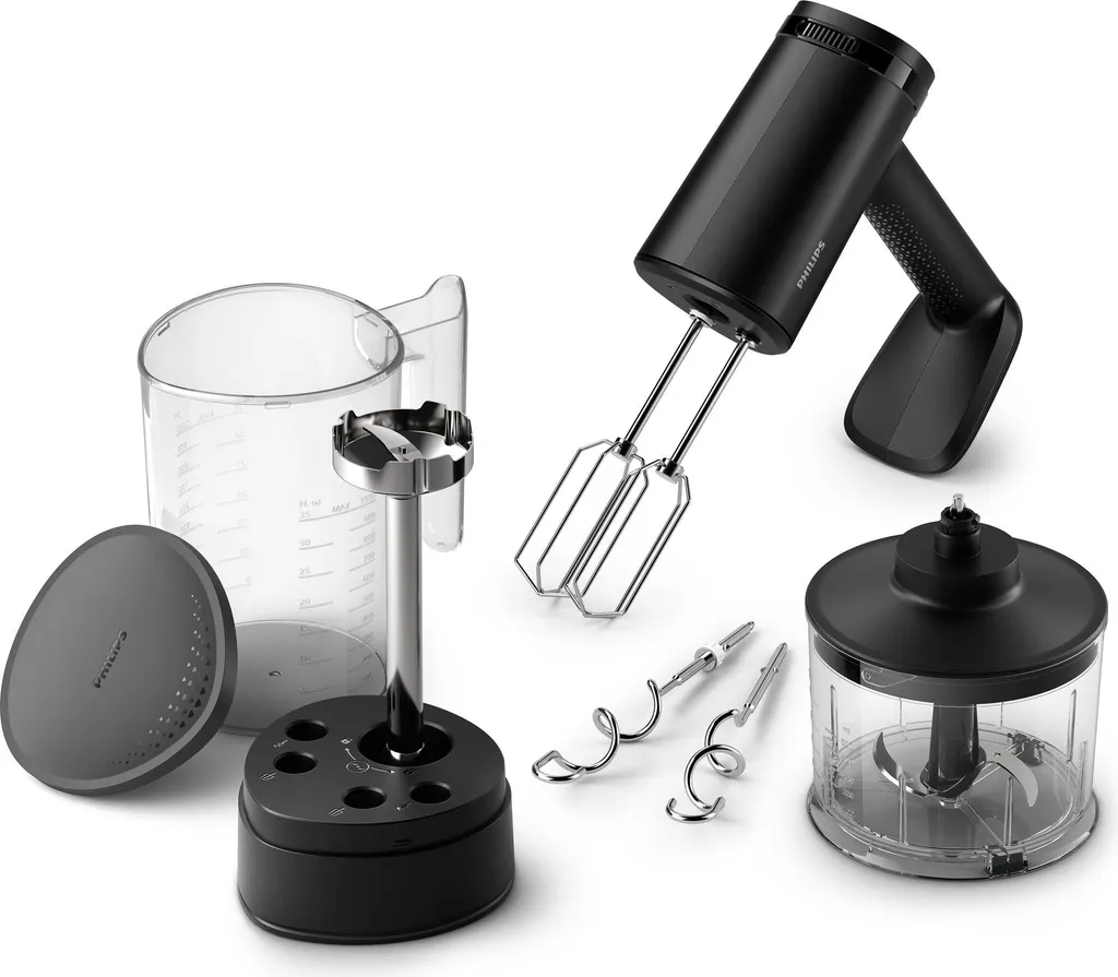 Philips 5000 Series Hand Mixer, 5 Speed ​​Settings + Turbo Function, Kneading Accessories, Black (HR3781/20)