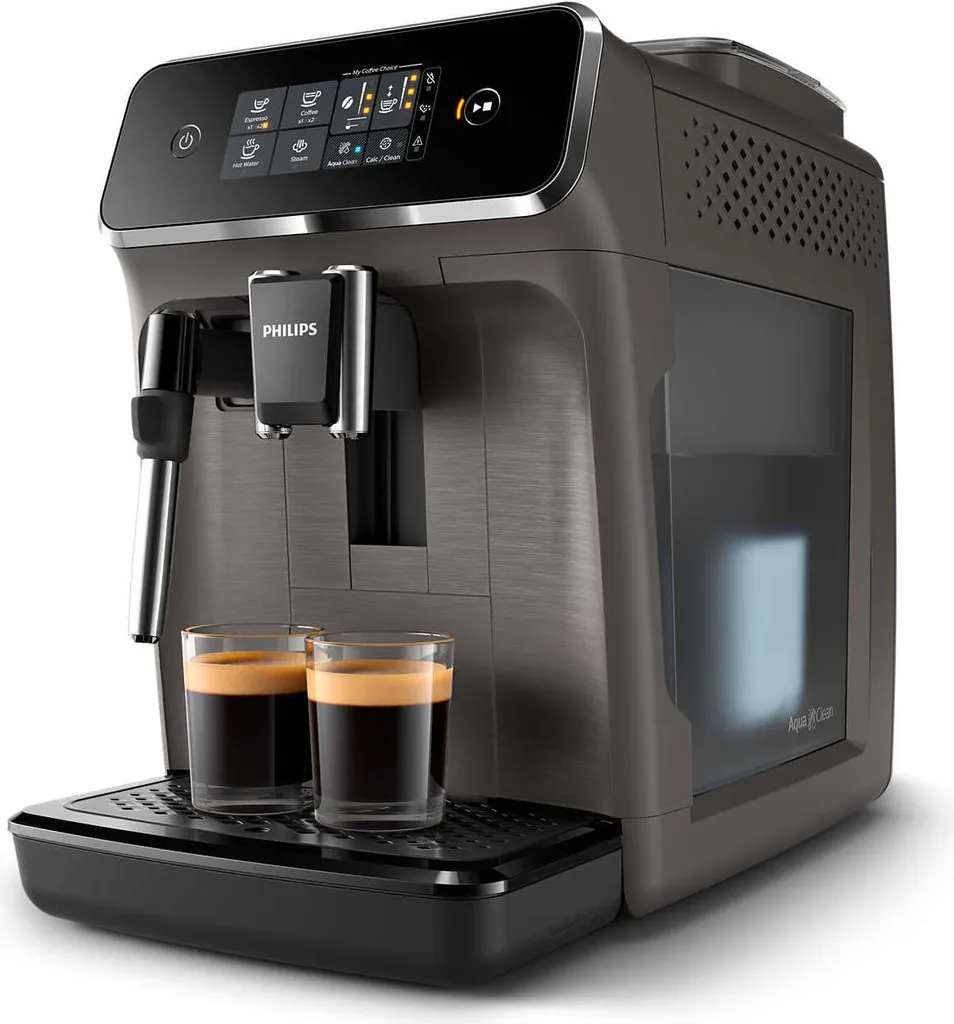 Philips 2200 Series Fully Automatic Coffee Machine, 2 Coffee Specialties, Milk Frother, Intuitive Touch Display, Grey (EP2224/10)