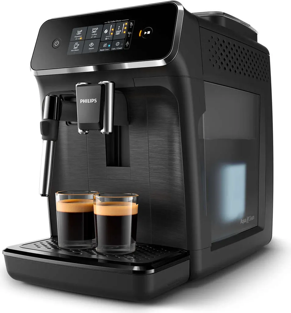 Philips 2200 Series Fully Automatic Coffee Machine, 2 Coffee Specialties, Milk Frother, Intuitive Touch Display, Black (EP2220/10)