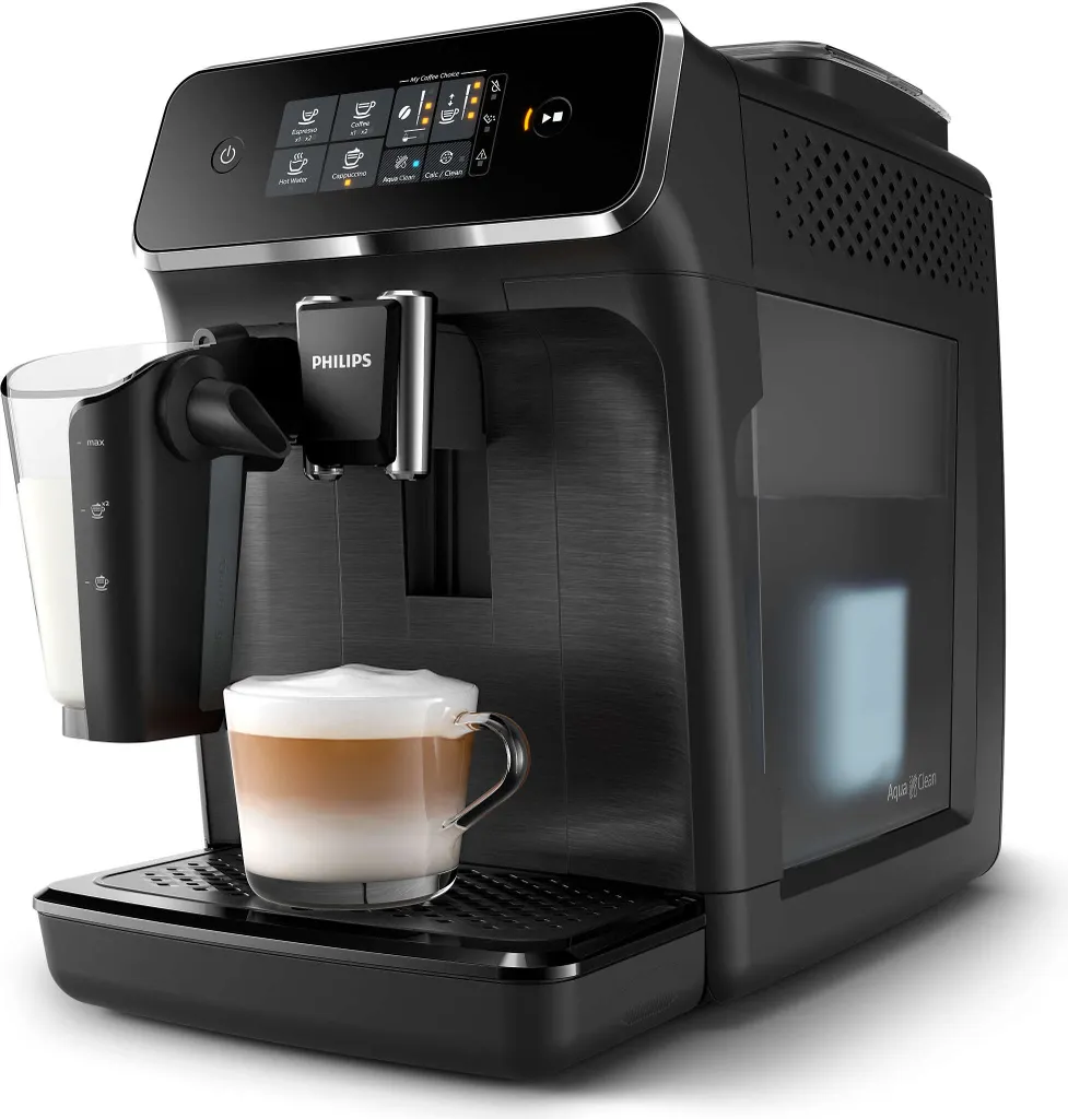 Philips 2200 Series Fully Automatic Coffee Machine, 3 Coffee Specialties, LatteGo Milk System, Touch Display, Black (EP2230/10)