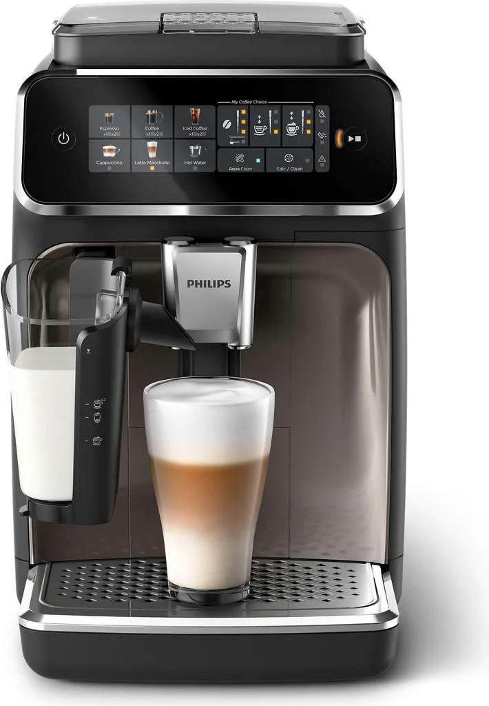 Philips 3300 Series Fully Automatic Coffee Machine, 5 Coffee Settings, LatteGo Milk System, Touch Display, Black (EP3347/90)