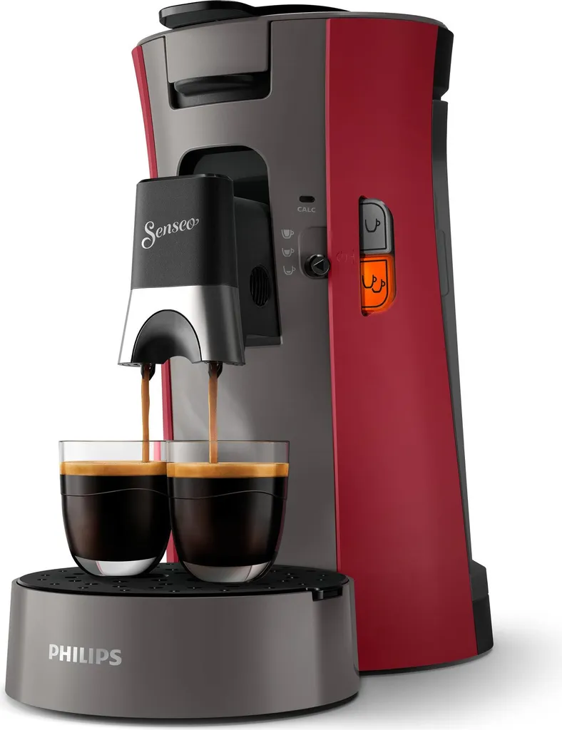 Philips Senseo® Select Coffee Pod Machine, 3 Coffee Specialties, Coffee Strength Selection Plus, Crema Plus, Red (CSA230/90)
