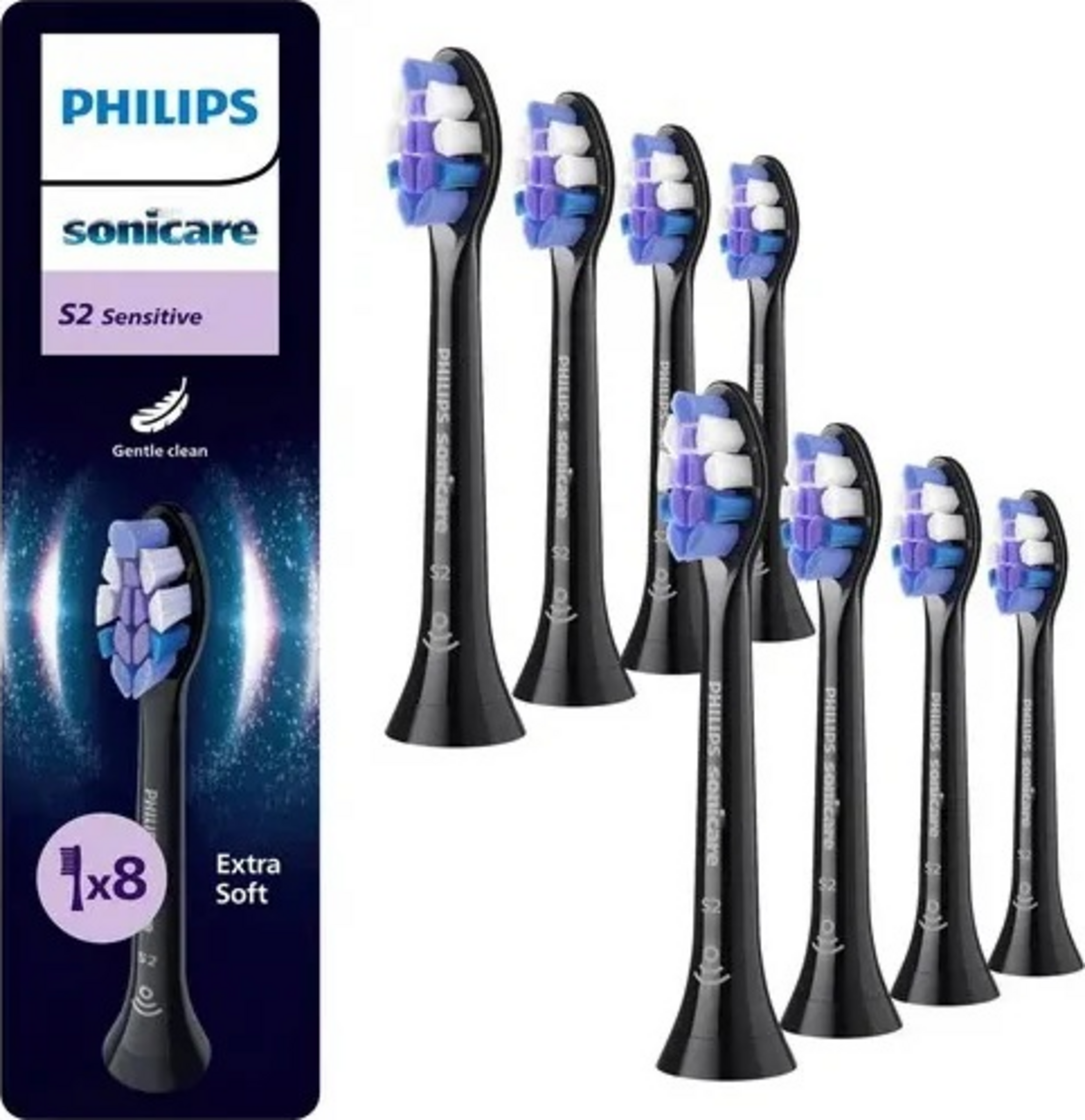 PHILIPS Sonicare replacement brush heads S2 Sensitive HX6058/88 black