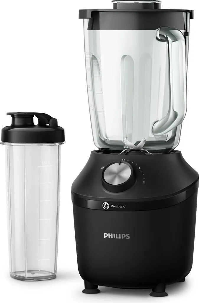 Philips 3000 Series Stand Mixer, Glass Container, 2 Speeds, 1.25 L, 600 W, Black (HR2291/41)