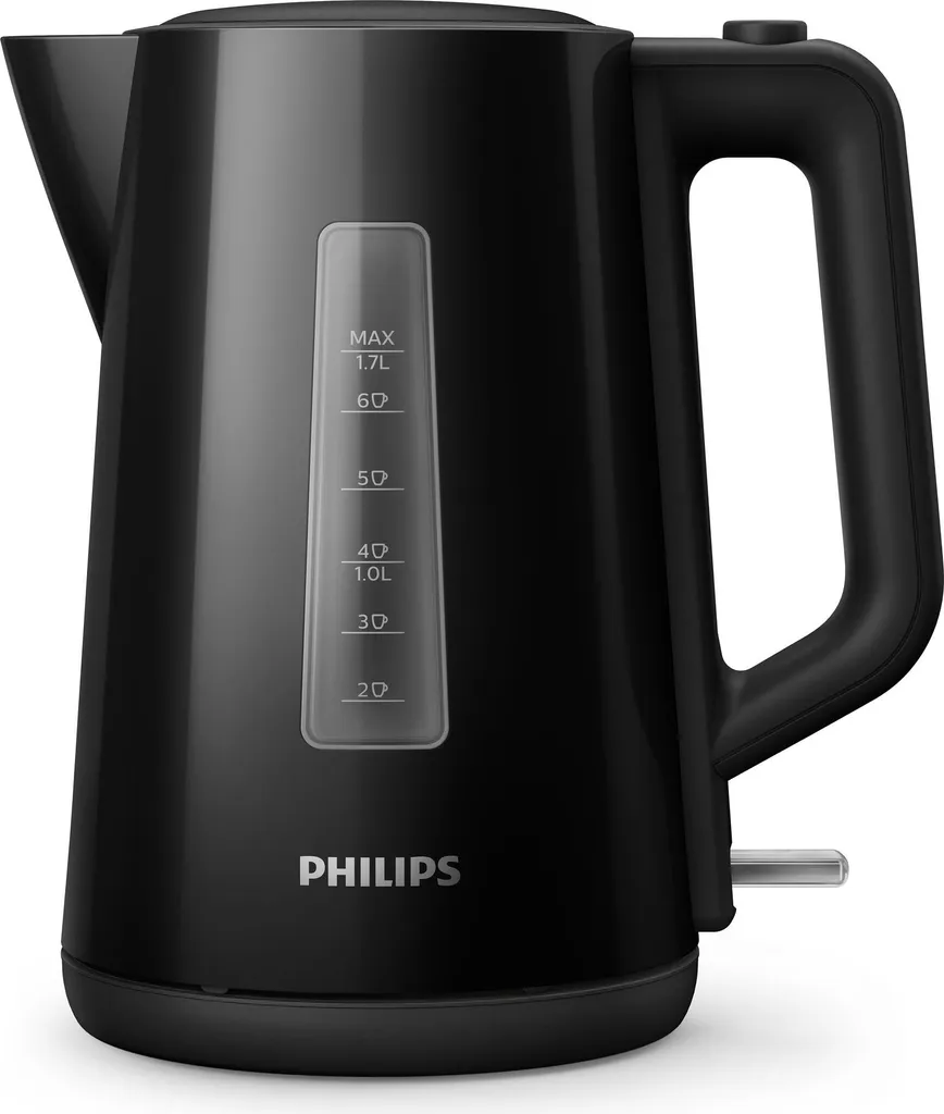 Philips Series 3000 Kettle, 1.7 L, with indicator light, hinged lid and control indicator, Black (HD9318/20)