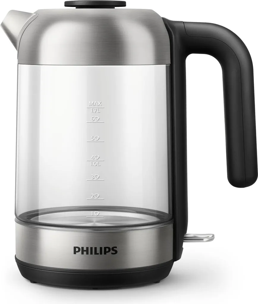 Philips Series 5000 glass kettle, 1.7 L, with light indicator, hinged lid and control indicator, metal (HD9339/80)