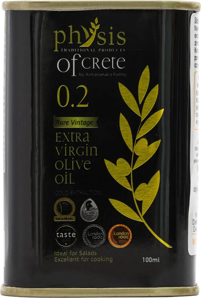 Physis Of Crete Extra Virgin Olive Oil 0.2 100 ml From Greece Early Harvest Cold Pressed Low Acidity Premium 100 ml
