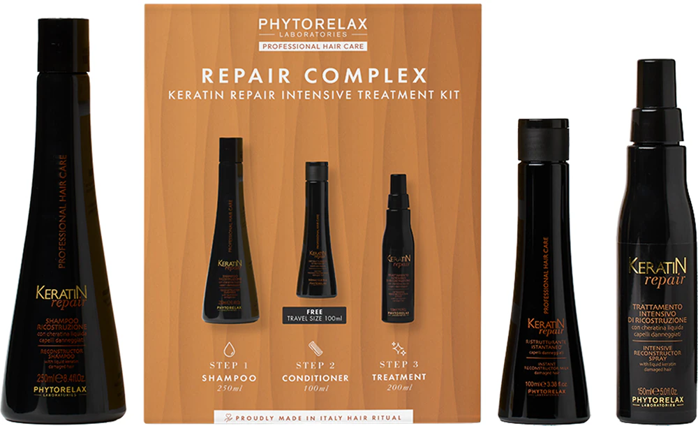 Phytorelax Laboratories Keratin Repair Gift Set for softer hair and the regeneration of damaged hair