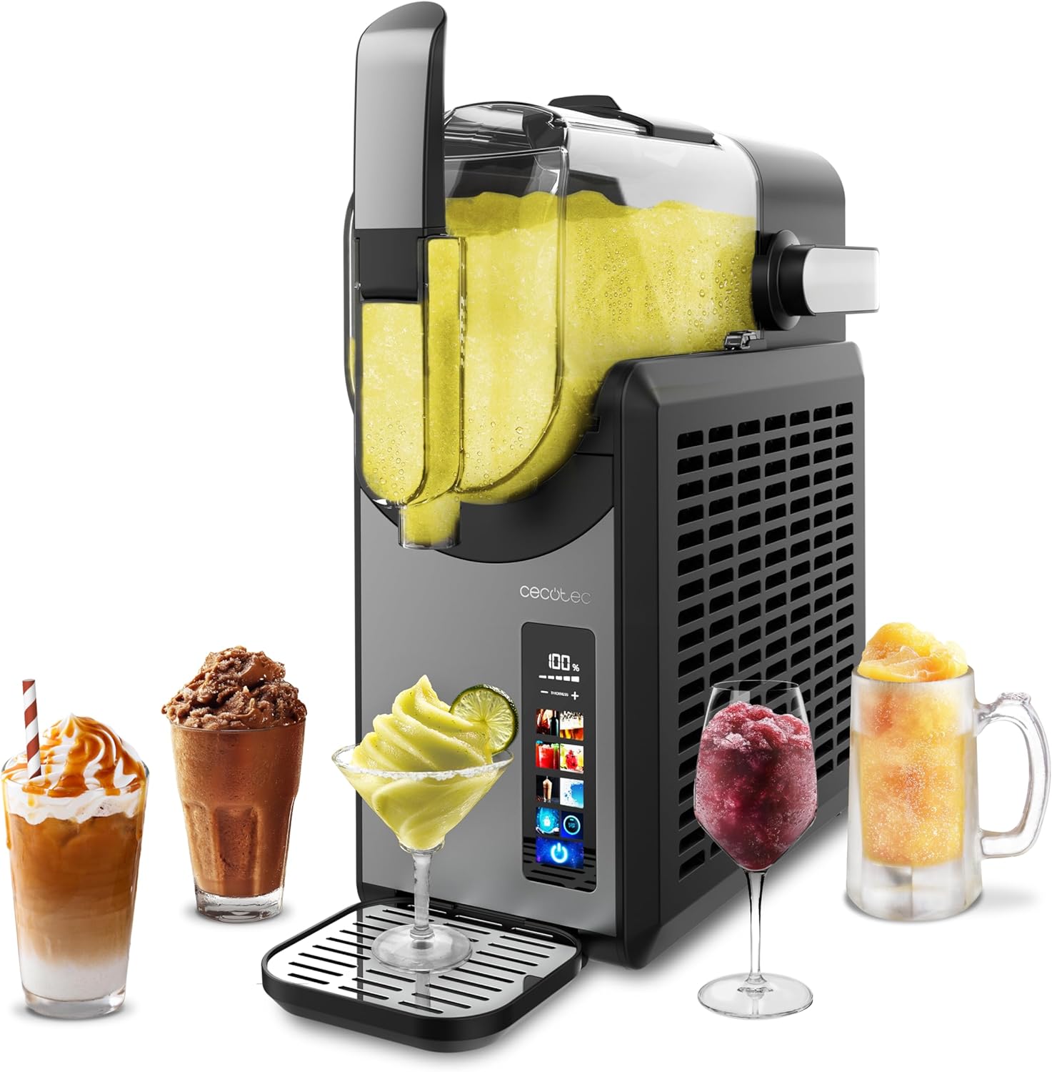 Cecotec Twist&Ice 2600 Slush Ice Cream Machine, Drinks Ready in 15-60 Minutes, Touch Control, Adjustable Cooling, Ergonomic Design, Anti-Drip Nozzle, 6 Modes