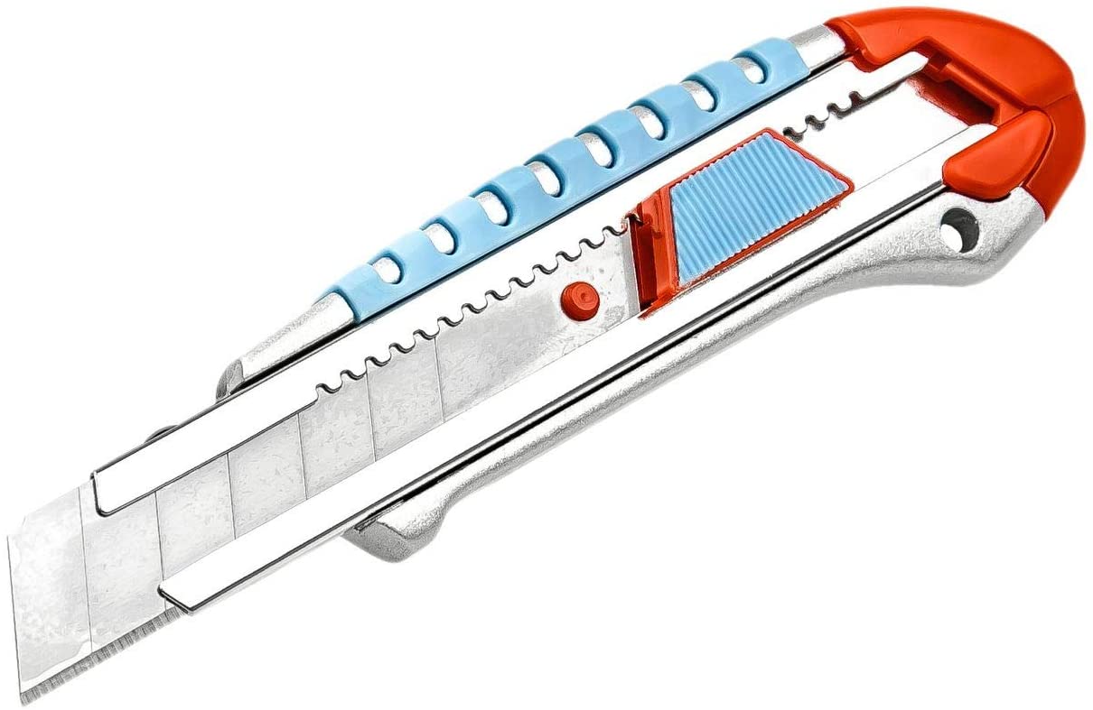 EGA Carpet Cutter Knife Aluminium Universal Knife Including 10 Replacement Metal Blades 18 mm