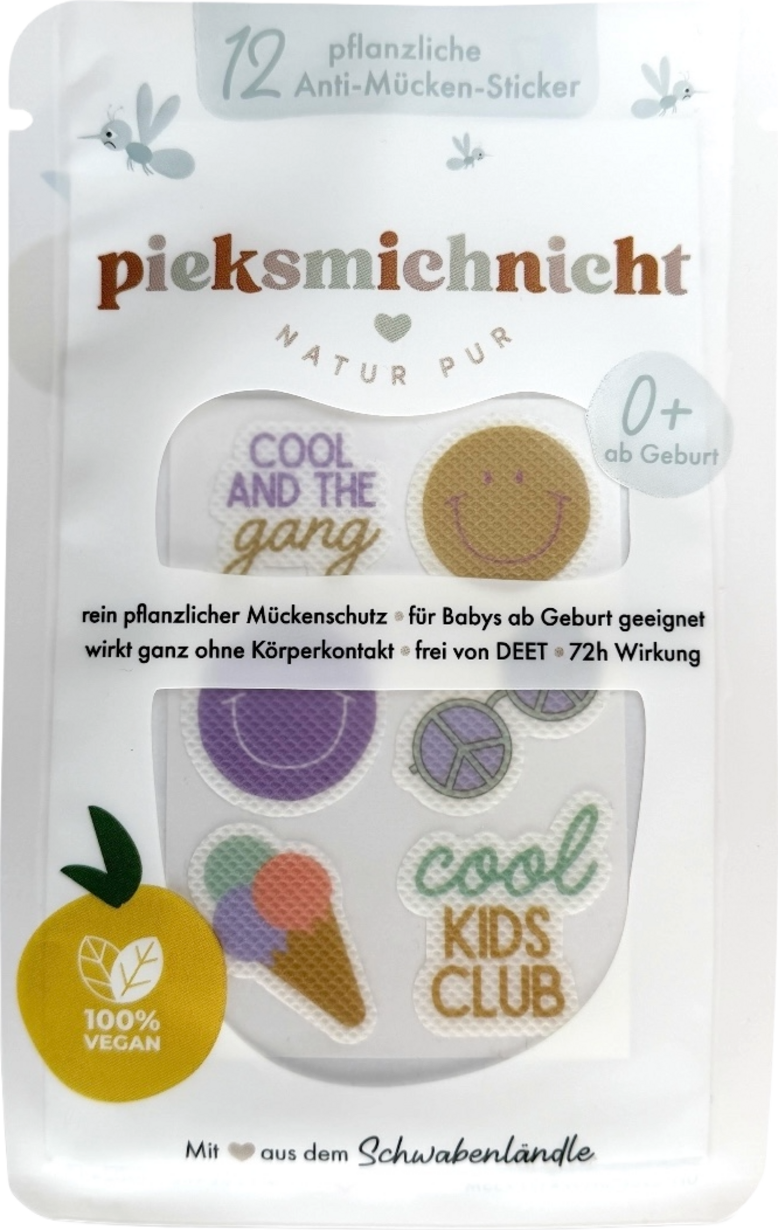 pieksmichnicht Don't prick me! Plant-based anti-mosquito stickers COOL KIDS EDITION