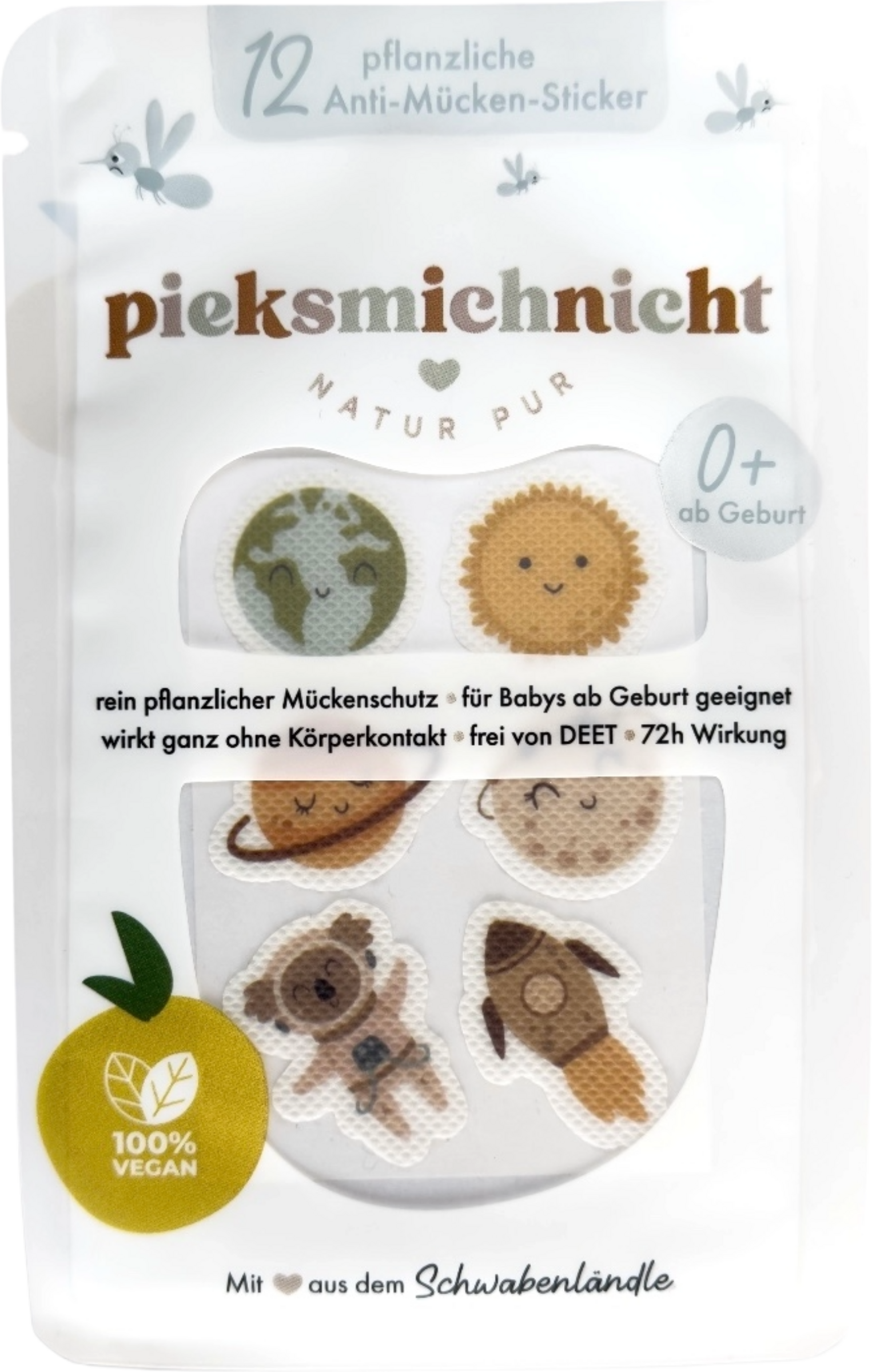 pieksmichnicht Don't prick me plant-based anti-mosquito stickers SPACE EDITION