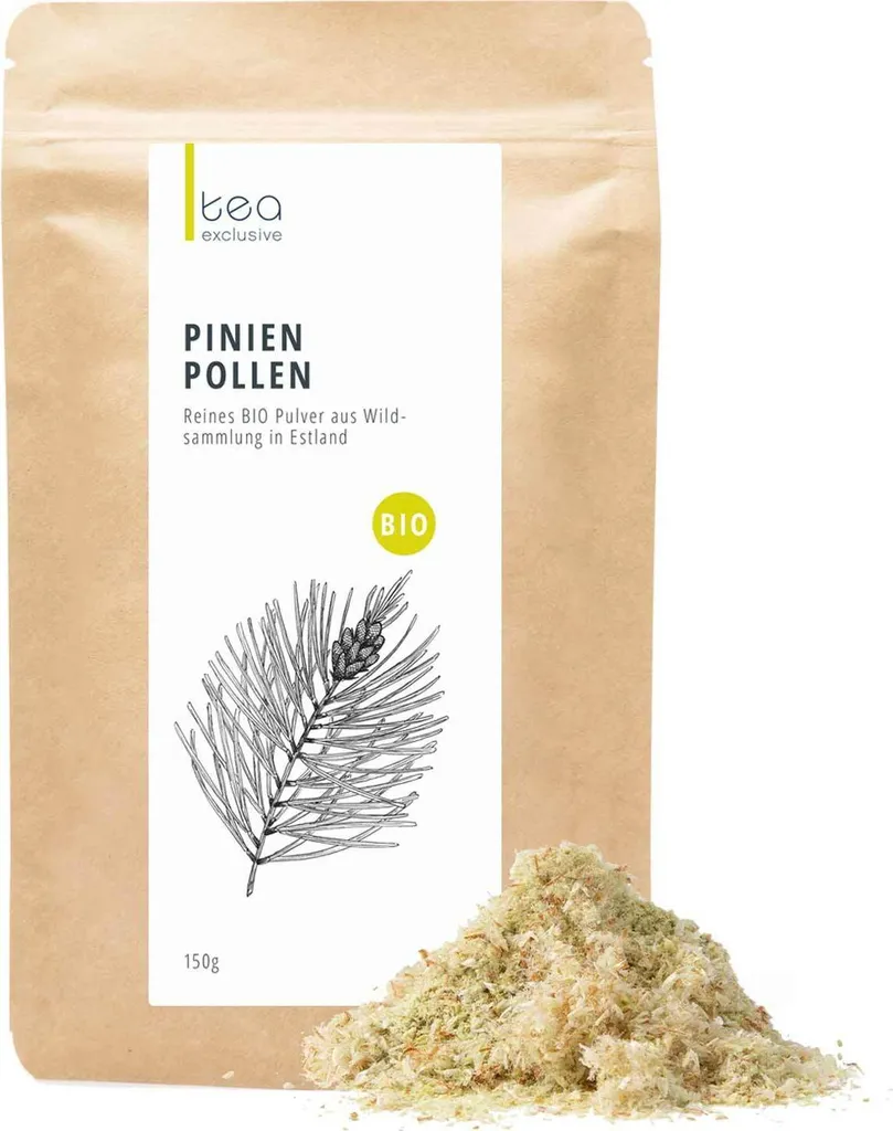 tea exclusive Coarse pine pollen powder, wild-harvested, organic, 150g