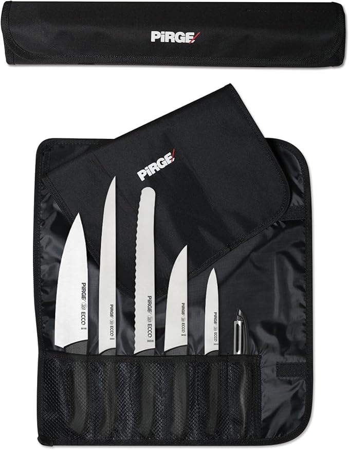 Pirge Ecco Starter Set Professional Knife Set with Bag 7 Pieces - Professional Chef\'s Knife Set - Stainless Steel Professional Kitchen Knife Set - Knife Set Sharp