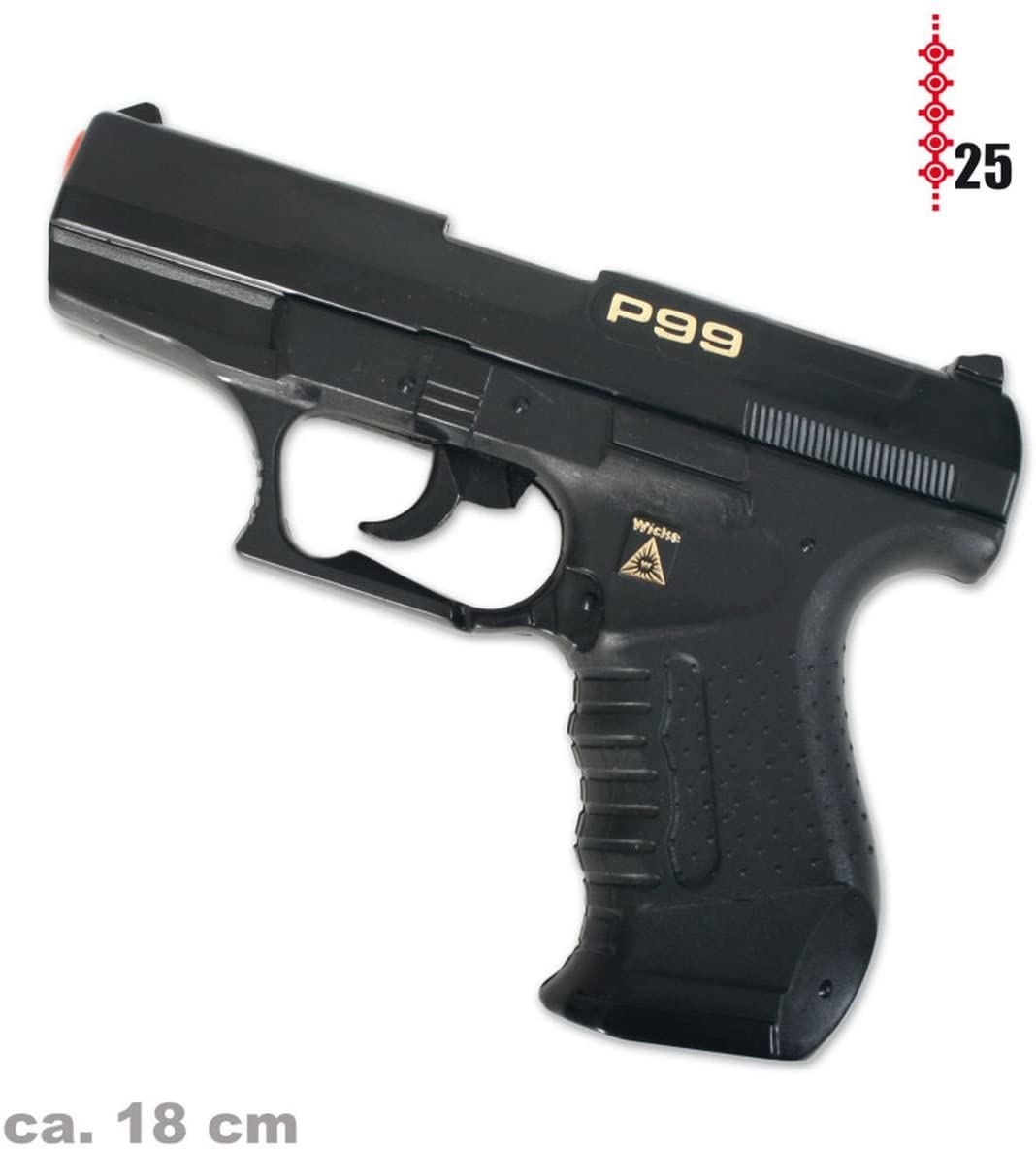 narrenwelt Pistol Agent P99 25 – Bullets – Gun Children Fancy Dress