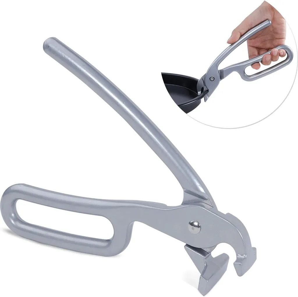Mmgoqqt Pizza pan gripper for deep pizza pans, robust pan tongs made of cast aluminum, ideal for pulling hot pizza pans out of the microwave or oven.