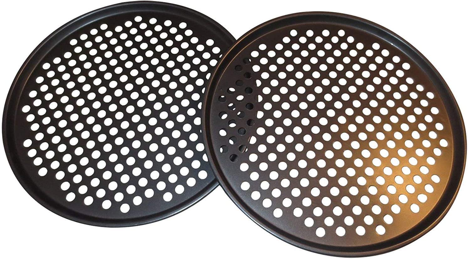 Maxi Nature Kitchenware Maxi Nature Pizza Tray Set of 2 - Non-Stick Baking, Even Heat Distribution - Pizza Pan for the Oven - Perforated Stainless Steel for Crispy Crust - 13 Inches, 33 cm