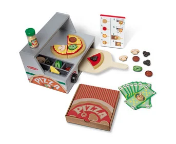 Wooden pizza counter