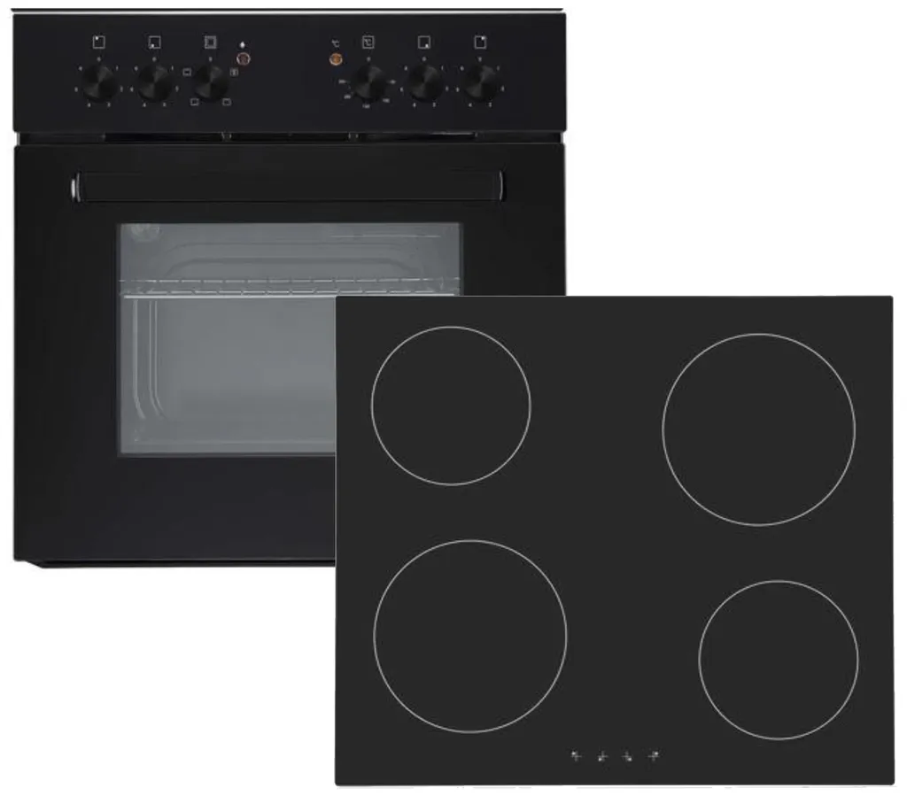 PKM BIC3 Built-in Oven Set, Black, Frameless Glass Ceramic Hob