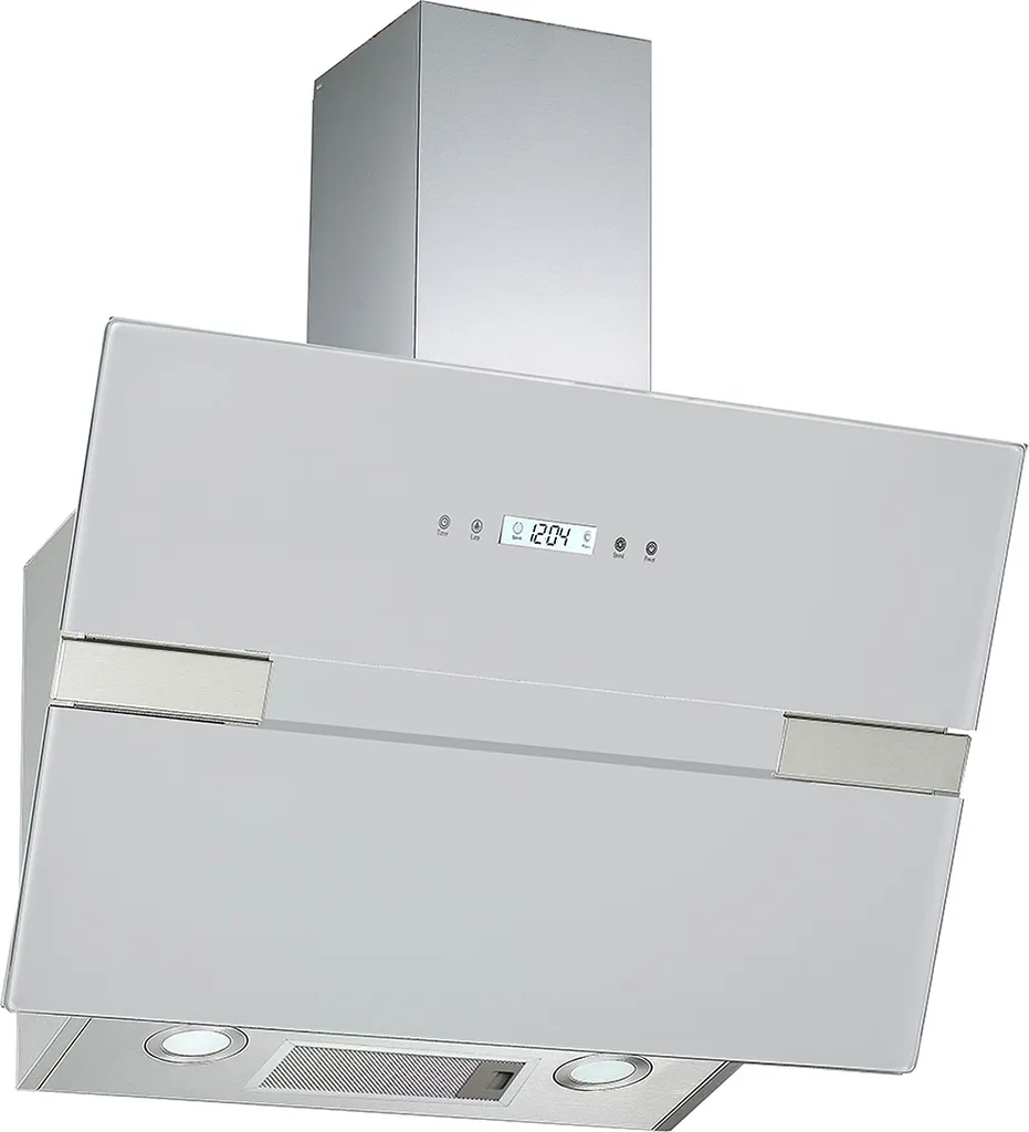 PKM extractor hood, head-free hood, slanted hood, wall-mounted hood S25-60AWTH, glass, white