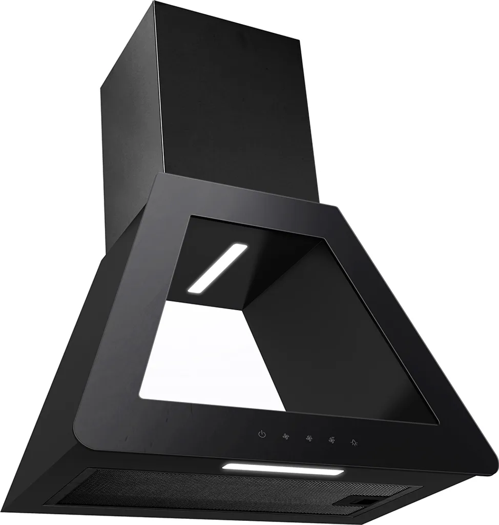 PKM wall-mounted extractor hood, designer wall-mounted extractor hood P1-60BBTX, black, 60 cm, LED