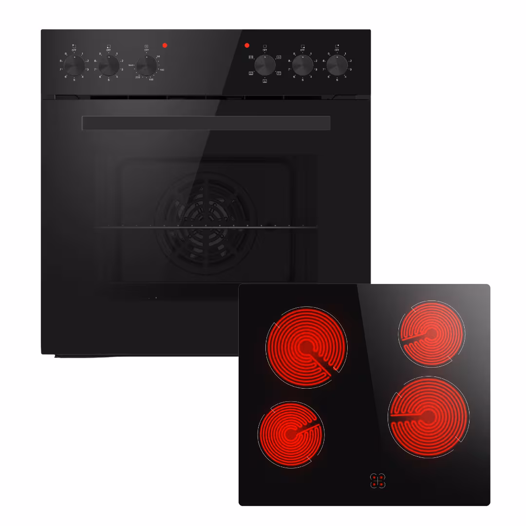 PKM Built-in Oven Set SOEHE5EB with Glass Ceramic Hob, Black