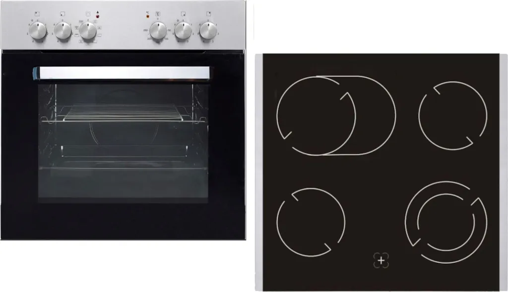 PKM electric stove set KH-BIC7-2KB-GK-IX with oven and glass ceramic hob