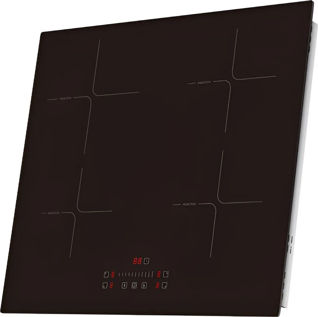 PKM IN4-SA 60 cm black induction hob with booster function, residual heat indicator, and touch slider.