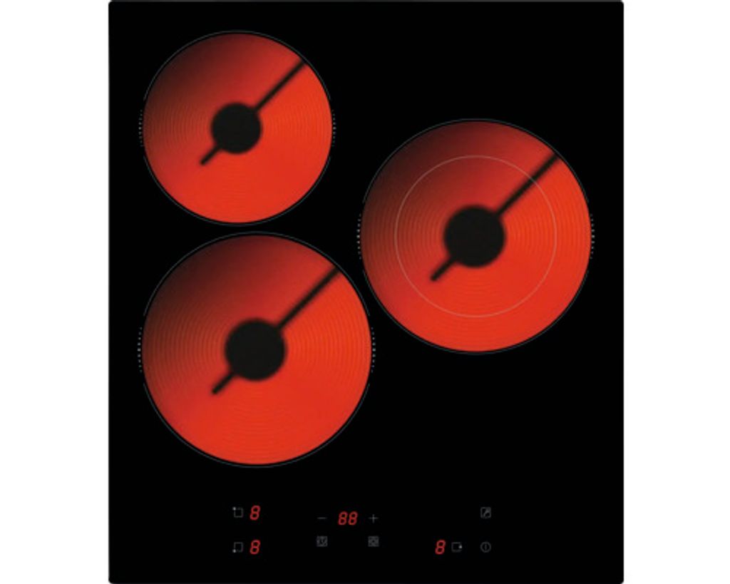 PKM KF3F, Black, Integrated, 45 cm, Ceramic, Glass ceramic, 3 zone(s)