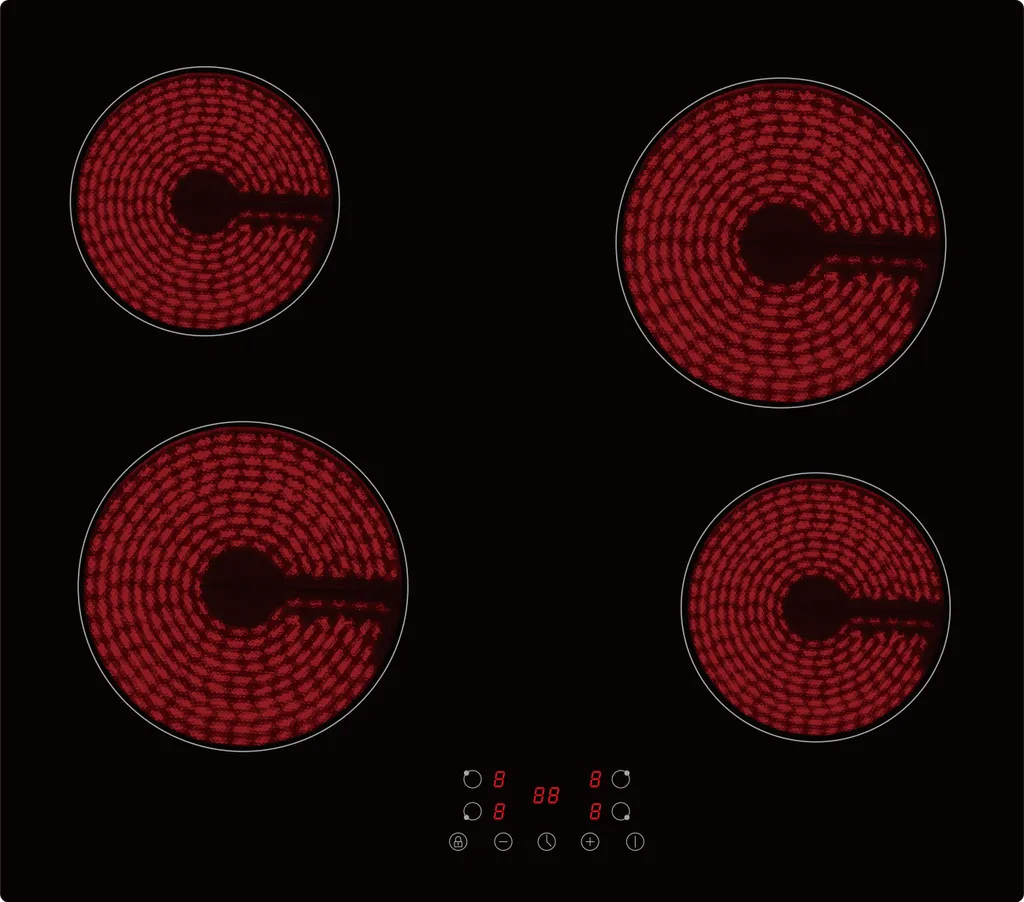 PKM KHKF4 G self-sufficient built-in hob, 60cm, black glass ceramic, timer and touch control