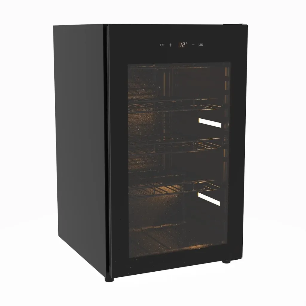 PKM WKS57DO Freestanding Wine Cooler, 57 Bottle Capacity, Interior Lighting, Black