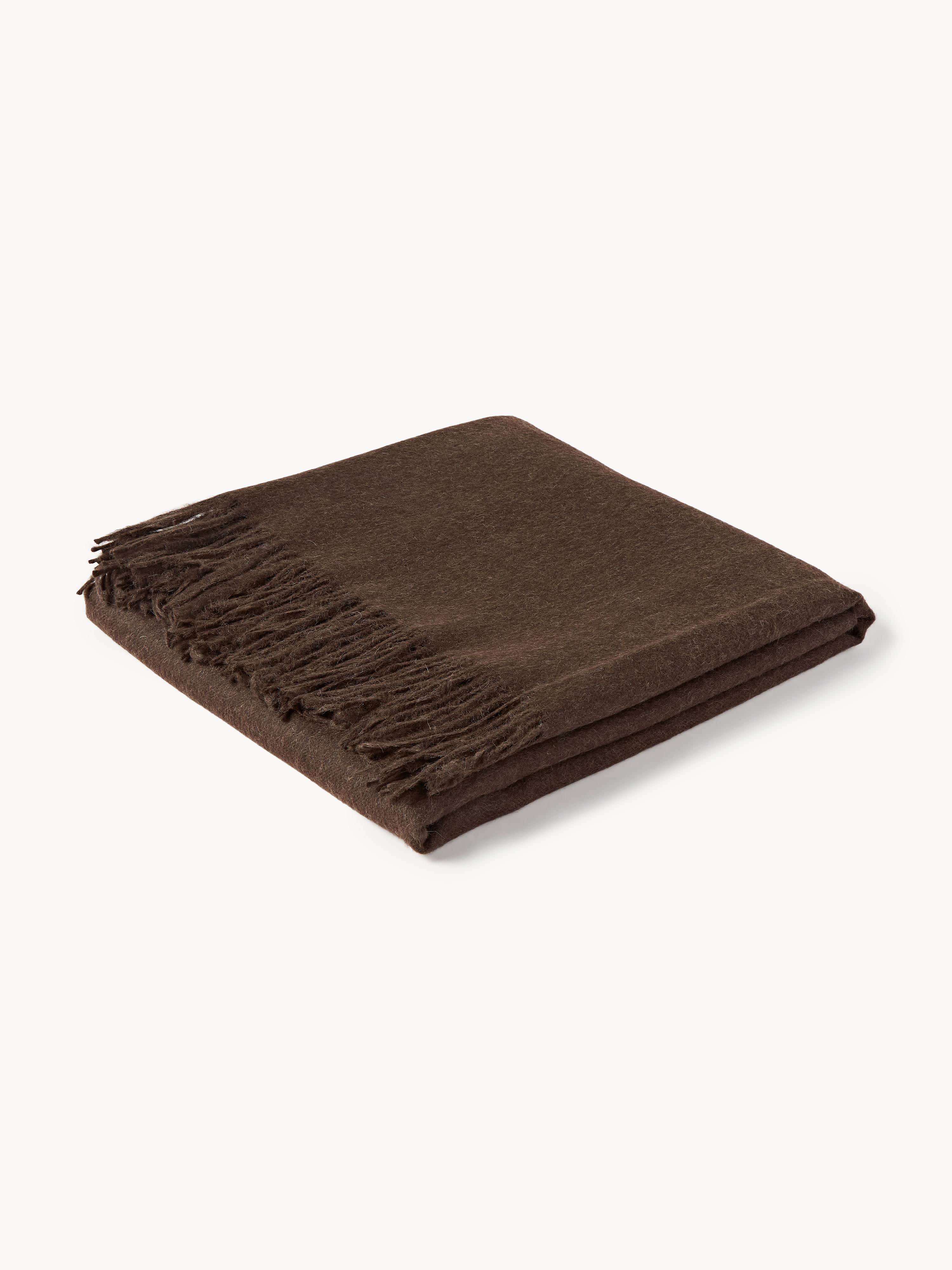 Elvang Luxury plaid made from baby alpaca wool, Dark brown