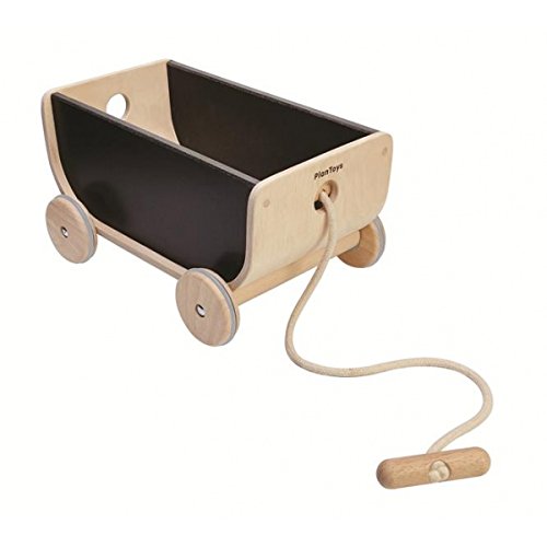 Plan Toys Wooden Pull Trolley, Black
