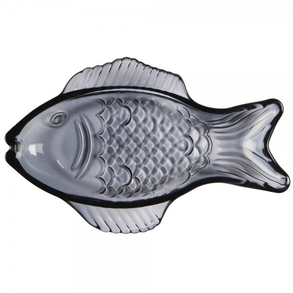 Fish-shaped plate, dark blue, 11x18.5cm, by Ib Laursen