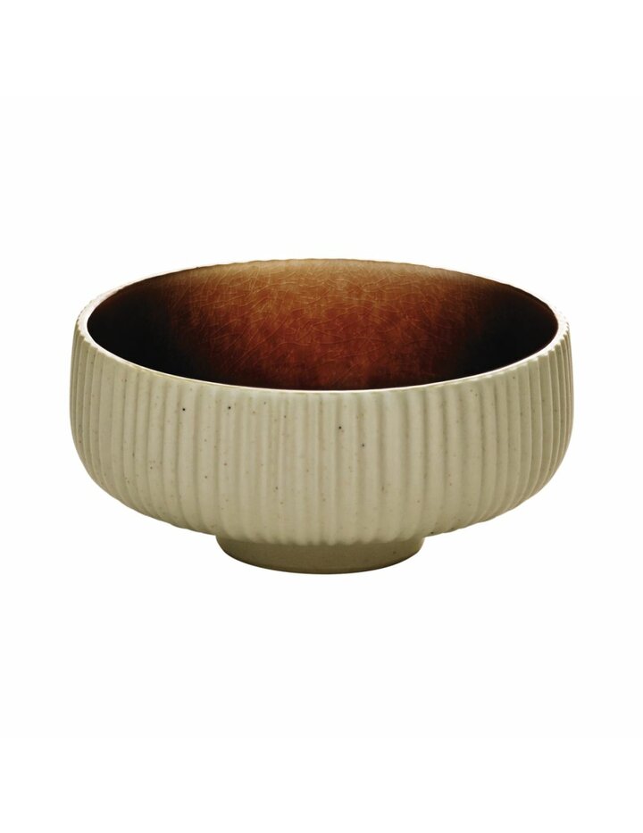 Playground Nara Dip Bowl Round Relief Brown 8 Cm - Set Of 12