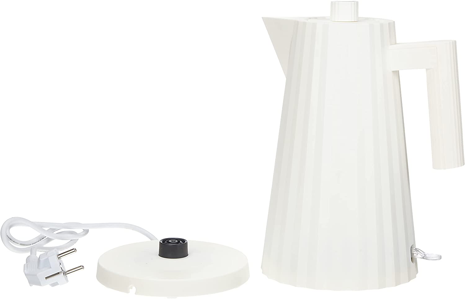 Alessi Plissé MDL06 W Electric Kettle, Thermoplastic Resin, White, European Plug.
