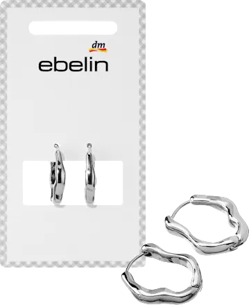 ebelin Hoop earrings organic, silver look, 2 pcs
