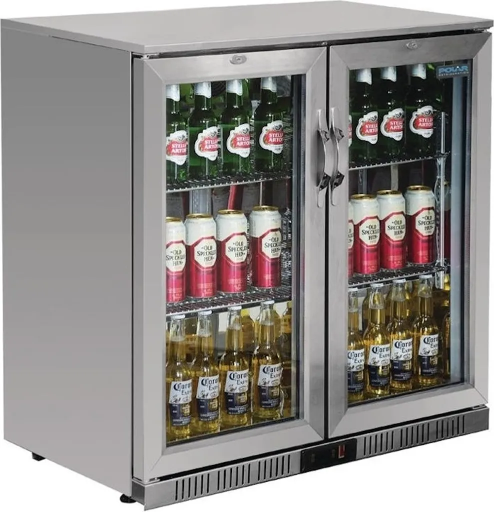 Polar Series G Stainless Steel Bar Refrigerator with 2 Drop-Down Doors 208L