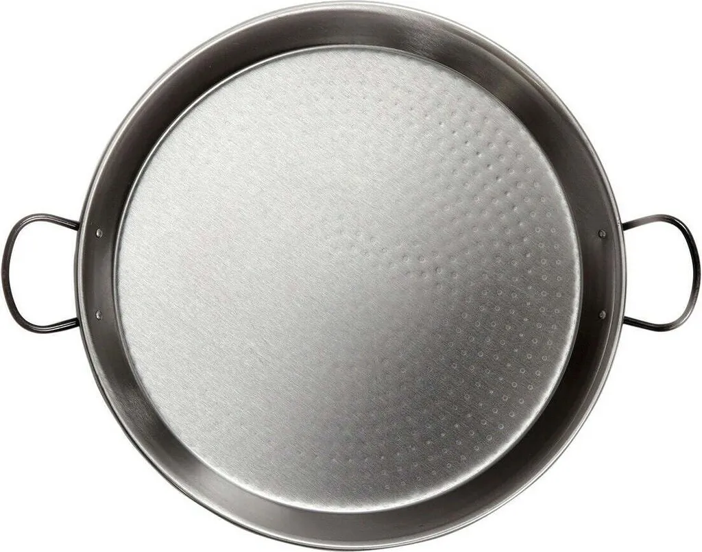 Polished steel paella pan for induction and glass-ceramic cooktops, ø38cm (serves 8). Vaello
