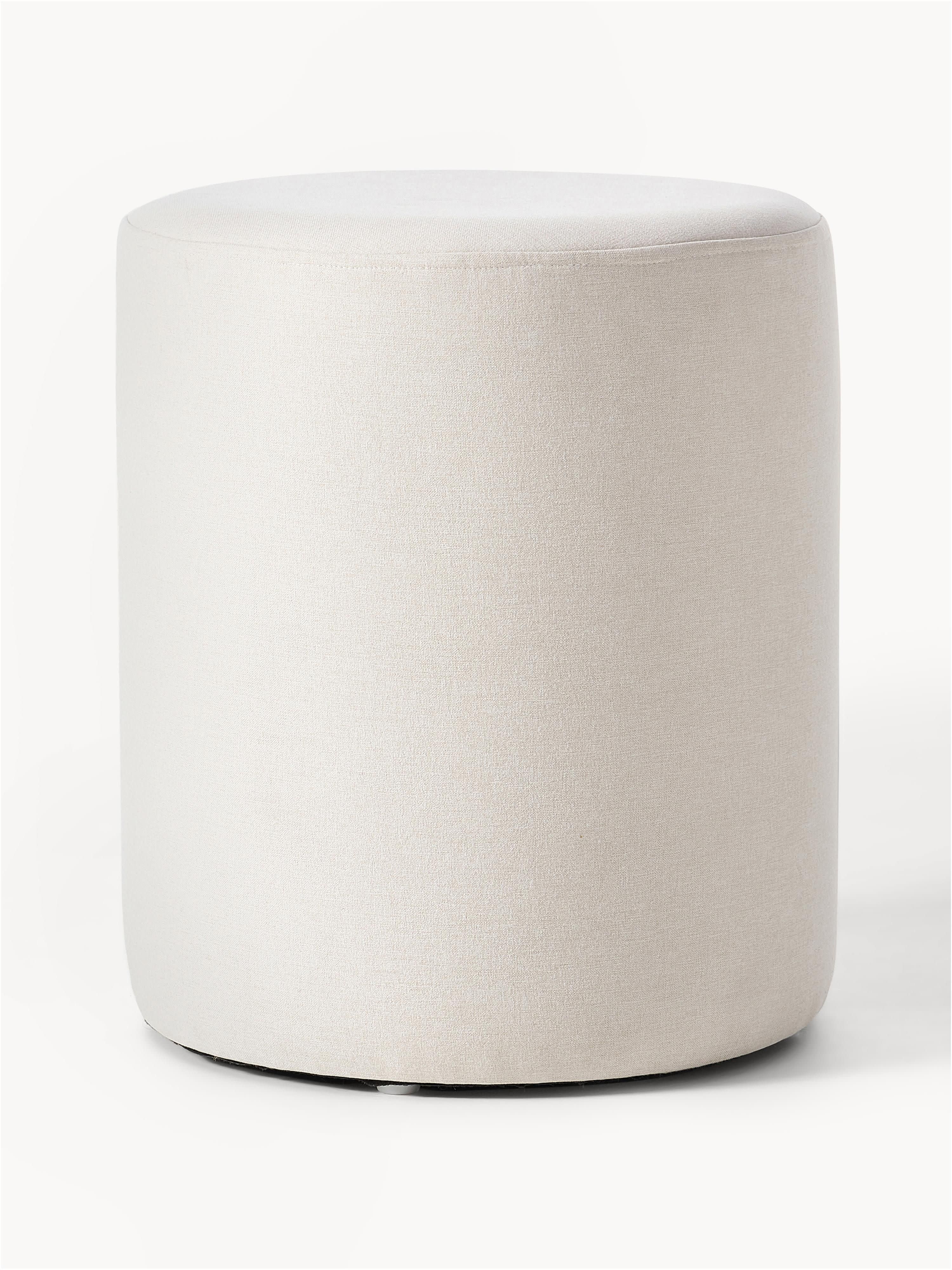 Westwing Collection Daisy upholstered stool, Finely woven woven fabric, off-white