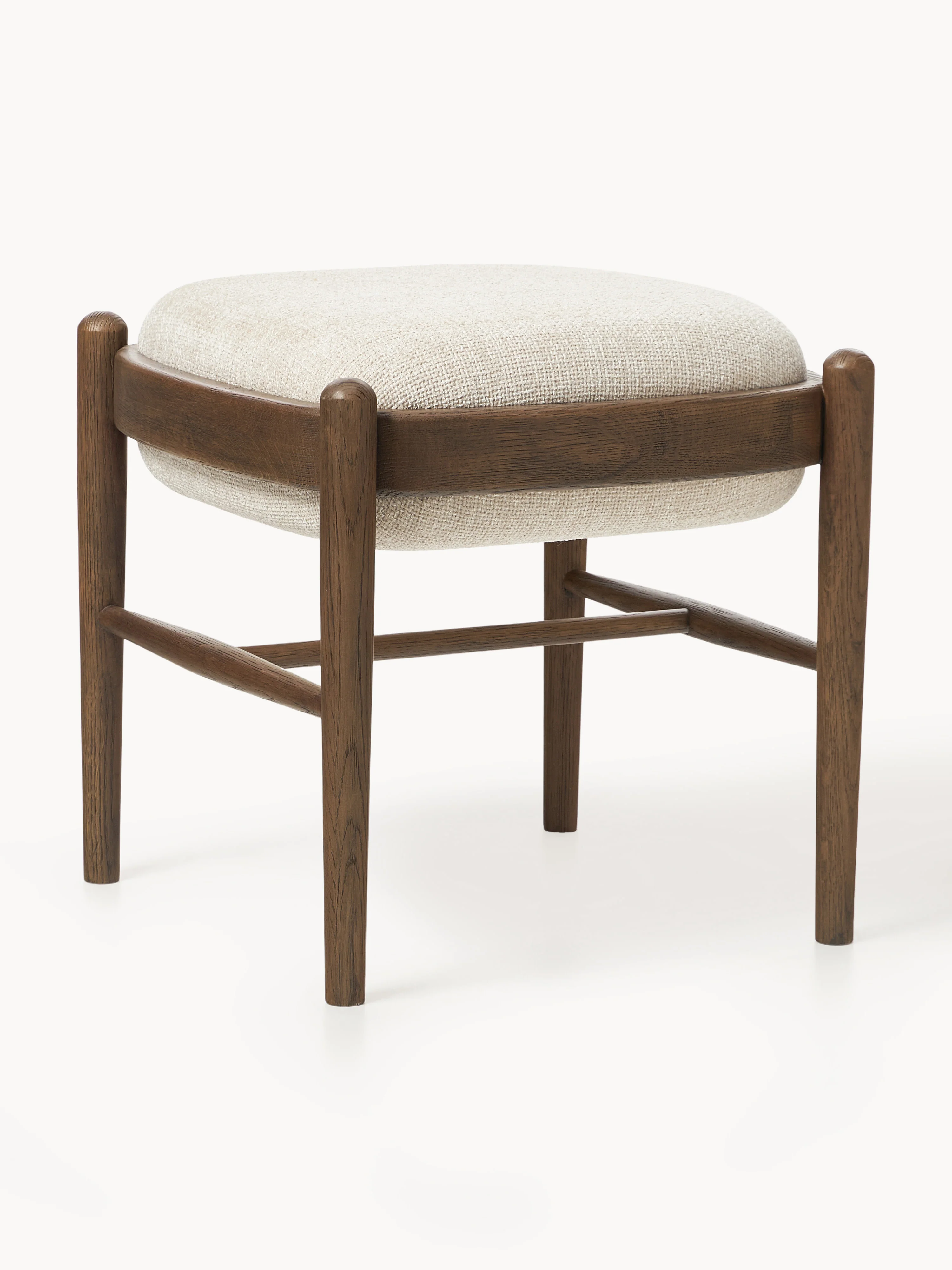 Westwing Collection Imara upholstered stool made of oak wood