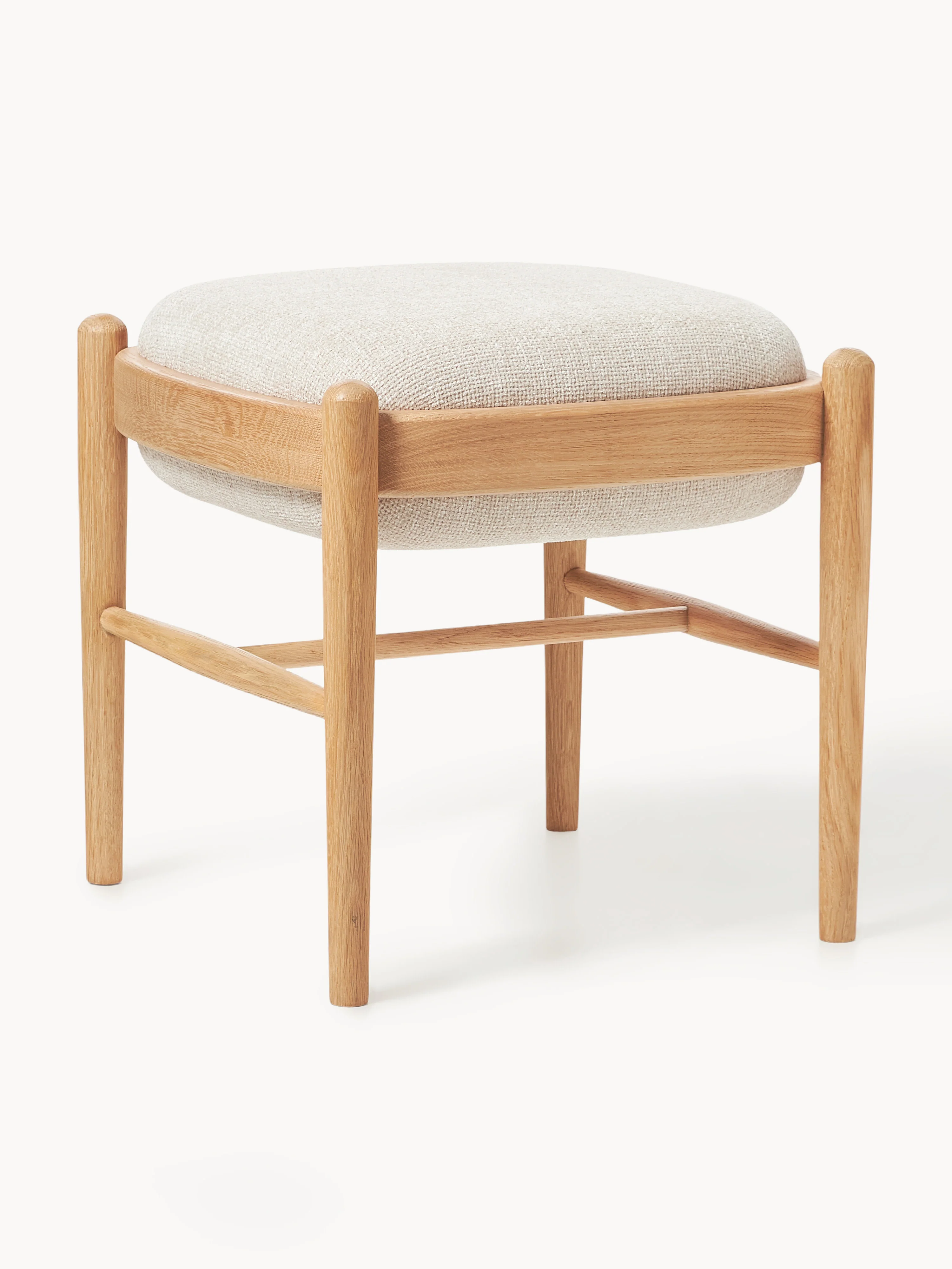 Westwing Collection Imara upholstered stool made of oak wood