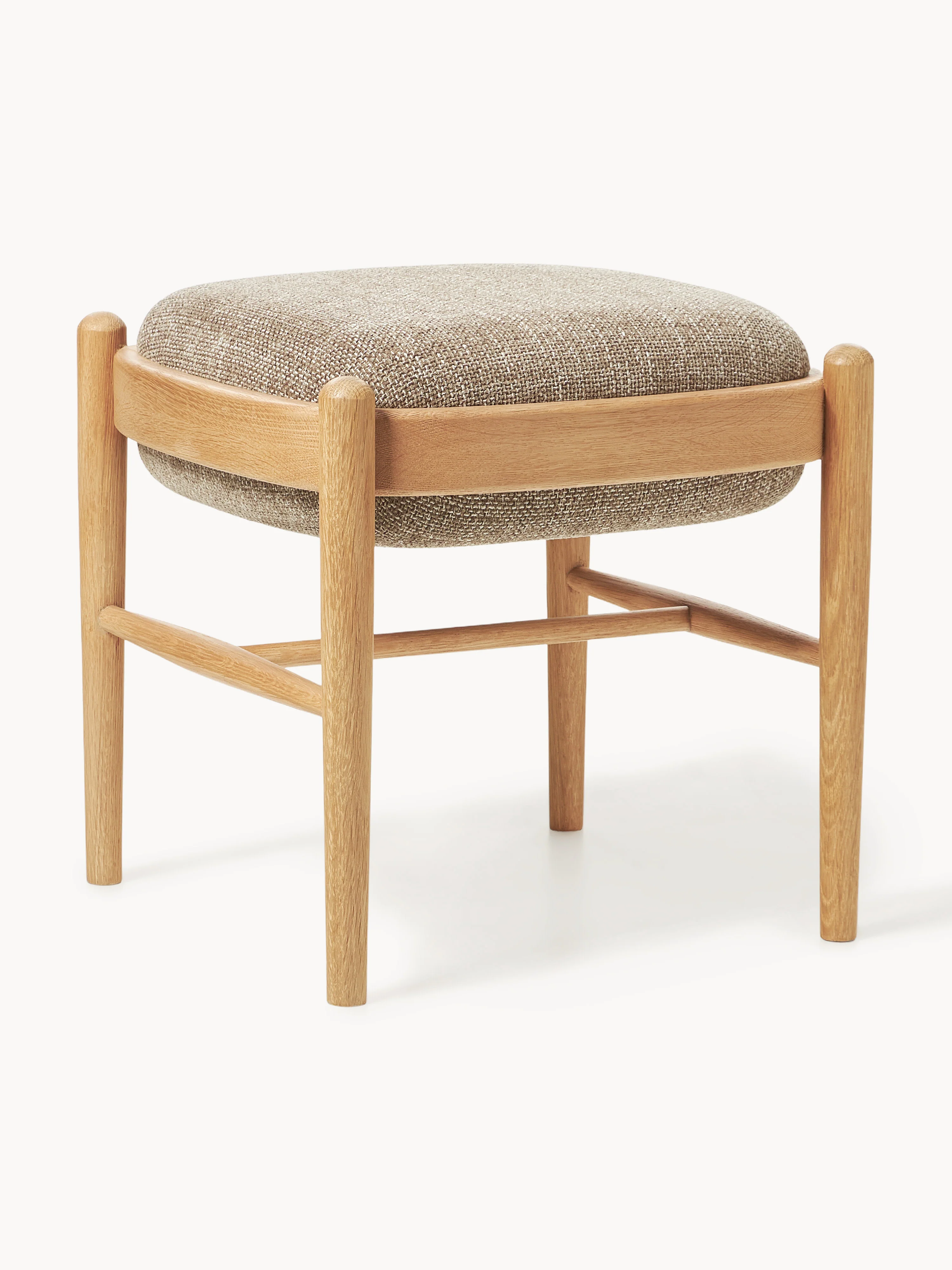 Westwing Collection Imara upholstered stool made of oak wood