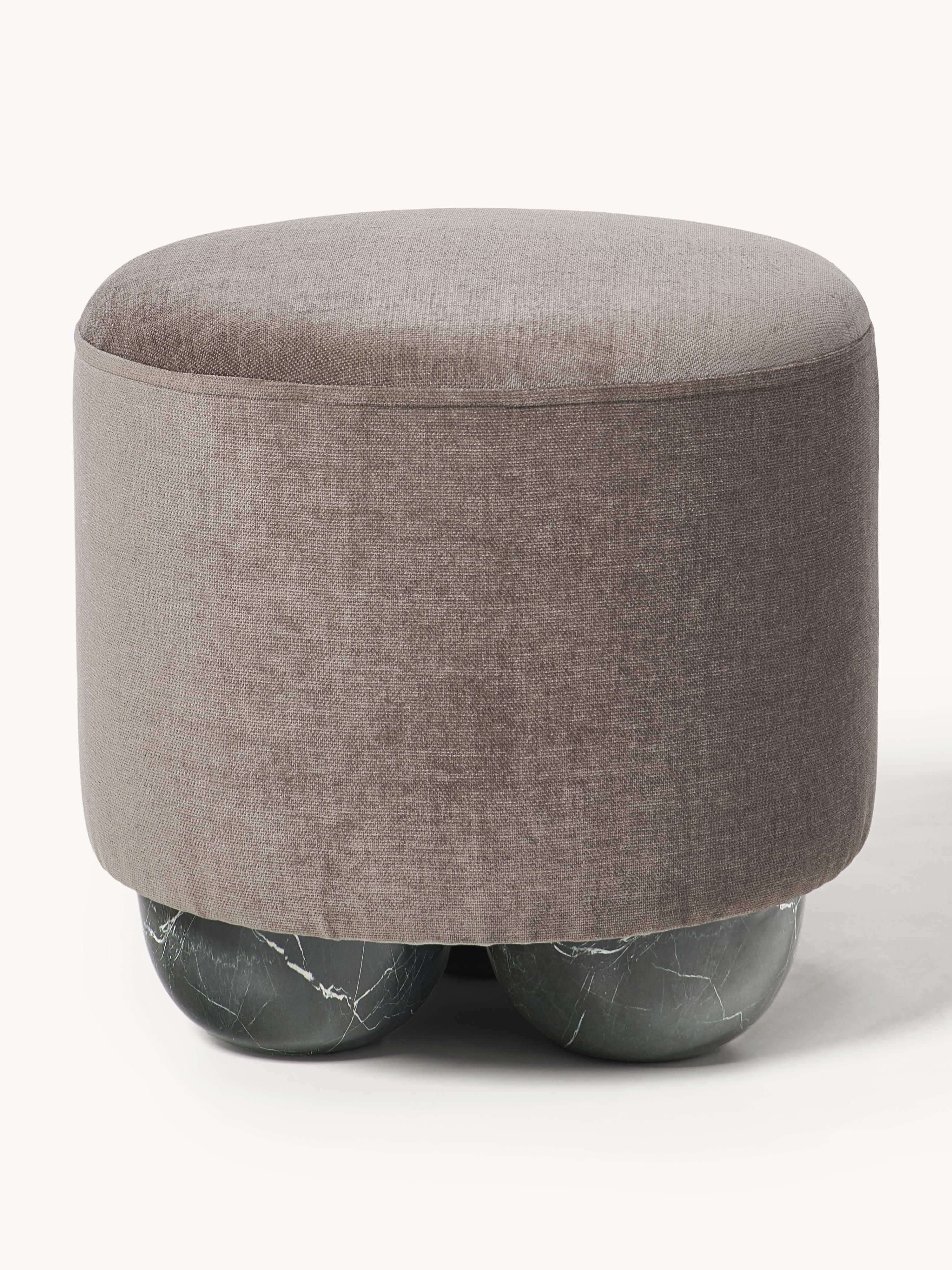Westwing Collection Lino upholstered stool with ball feet in marble look
